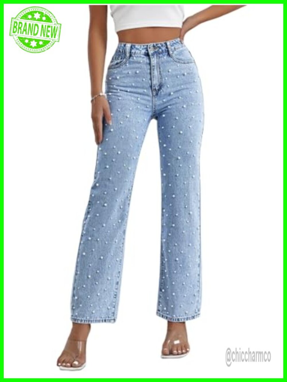 Women's High Waisted Boyfriend Baggy Wide Straight Leg Denim Pants